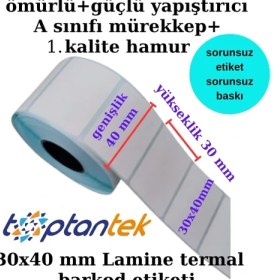 Resim Toptantek Barkod Etiketi 30X40 mm Lamine Termal 