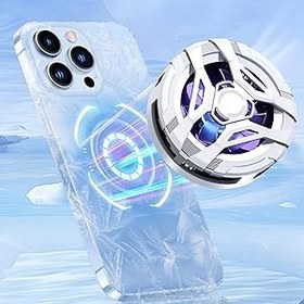 Resim CCYLEZ Cep Telefonu Soğutucusu, Akıllı Sıcaklık Kontrollü Cep Telefonu Soğutma Fanı, Oyun Oynamak Için Cep Telefonu Oyun Radyatörü (WHITE) 