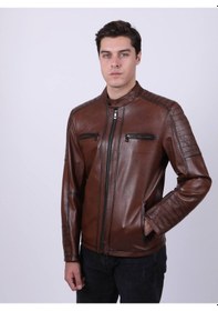 Resim New Zaya Leather Erkek Açık Kahverengi Hakiki Deri Ceket (466900121) Karamel 