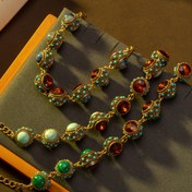 Resim 1 adet Vintage Yuvarlak Top Taşlı Turkuaz Bileklik Üç Renk Günlük Giyim Hediye Top Aksesuarları için Uygun 