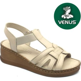 Resim Venüs Tog Hakiki Deri Comfort Ortopedik Kadın Sandalet BEJ 