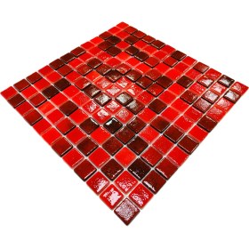 Resim MozaiKristaL Mutfak Tezgah Arası ve Tüm Yaşam Alanları Için Kırmızı Mix. Cam Mozaik. Cam Ölçüsü: 25X25 Mm. File Ölçüsü: 31.5X31.5 Cm. ( 1 Kutu = 10 File Karo = 1 M2 Fiyatıdır. ) 