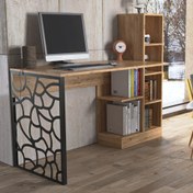 Resim Wood'n Love Elektra Kitaplıklı Metal Ayaklı Çalışma Masası Atlantik Çam Siyah 