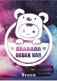 Resim Sticco Arabada Bebek Var Araba Cam Sticker 24x28cm 