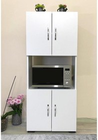 Resim 4 Kapaklı Orta Bölmeli 4 Kapılı Çok Amaçlı Beyaz Mutfak Dolabı Beyaz 