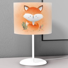 Resim instababyrooms Turuncu Tilki Desenli Çocuk Odası Dijital Baskılı Çocuk Odası Masaüstü Abajur Avize 