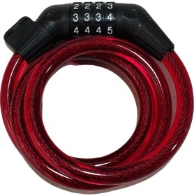 Resim Güçlü Bisiklet Motosiklet Şifreli Kilit 12X1200 mm Bisiklet ve Motosiklet Kilidi Kırmızı Renk 