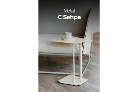 Resim He Dizayn Aksesuar Metal C Sehpa – Koltuk Yanı Laptop Sehpası Minimal Tasarım 