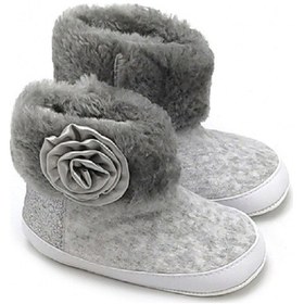 Resim Yan Gül Detaylı Panduf Gri 