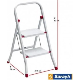 Resim Kaia Life Saraylı Pratik Metal Merdiven Beyaz 2 Basamaklı 