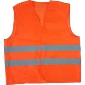 Resim Asil İkaz Yeleği Fosforlu Reflektörlü Turuncu Görevli İşçi Güvenlik Yeleği 