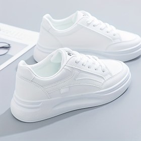 Resim Kadın Yuvarlak Burun Düz Sneaker Düşük Toplu Nefes Alabilen Board Ayakkabıları için Bağcıklı Yürüyüş Koşu Jogging 