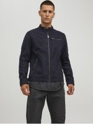 Resim Jack & Jones Erkek Rocky Deri Ceket Lacivert - Siyah 
