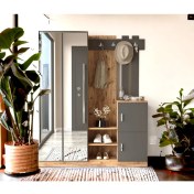 Resim Robin Home Lina Aynalı Vestiyer Portmanto Ayakkabılık Antrasit-Çam 