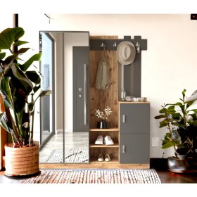 Resim Robin Home Lina Aynalı Vestiyer Portmanto Ayakkabılık Antrasit-Çam 