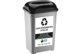 Resim Deembro Geri Dönüşmeyen Sıfır Atık Kutusu 50 Lt Geri Dönüşüm Kutusu Atık Kovası Plastik Büyük Boy 33*43*60 cm Geri Dönüşemeyen 