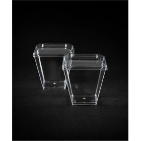 Resim Luxury Plastik Akrilik Prizma Kübik Kase 200CC - *6-**-Adet - Kapaklı.- 1 Adet 