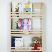 Resim Woodwoork Ahşap Bebek Çocuk Odası Montessori Kitaplık Üç Katlı Duvar Rafı 