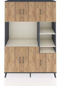 Resim Hyperion Dolap 10 Raflı 6 Kapaklı 132x44x195 Antrasit-çam/aytaşı Antrasit 