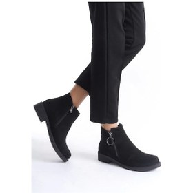 Resim Margaret Fermuarlı Ortopedik Taban Topuklu Süet Kadın Bot St - Siyah Siyah 