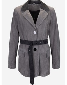 Resim Valmenti Kadın Gri Hakiki Deri Deri Mont 616 Z-4104 Bn Derı Ceket Y25 Grey Suet Gri 