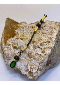 Resim Yeşil Zirkon Taşlı Yaldız Siyah Kombin Tekli Püskül 