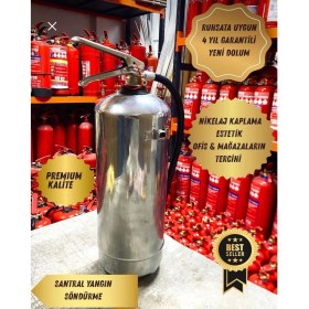 Resim Santral 6 kg Abc Kuru Kimyevi Tozlu Estetik Nikelaj Kaplama Yangın Söndürme Cihazı 4 Yıl Garantili Askı Aparatı Kullanma Talimatı Ve fosforlu Levha Hediye 