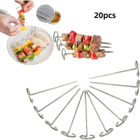 Resim 20 Adet Paslanmaz Çelik Barbekü Şiş Seti, Dikey Hava Fritöz Izgara Aksesuarları, Şarj Edilemeyen, Açık ve Kapalı Pişirme İçin Evrensel Uyumlu 
