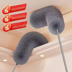 Resim 1 adet Bükülebilir Başlıklı Geri Çekilebilir Toz Alma Fırçası - Yıkanabilir, Tekrar Kullanılabilir Tavan, Mobilya, Araba Toz Alma Fırçası - Oturma Odası, Yatak Odası, Mutfak, Banyo Temizliği, Araba Temizleme Aracı için İdeal | Uzatılabilir Sap | Metalik Toz Alma Fırçası, Temizlik için Toz Alma Fırçaları 