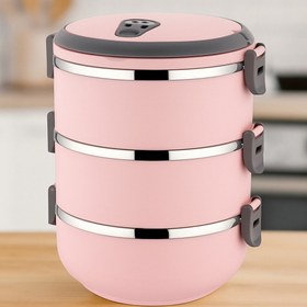 Resim Genel Markalar Freshbox 3 Katlı Sızdırmaz Yemek Termosu Sefer Tası 1,8 Lt Pudra Pembe 