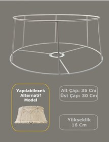 Resim Kısa Konik Lambader Teli , İskeleti Beyaz Statik Boyalı - E27 35 Cm Siyah 