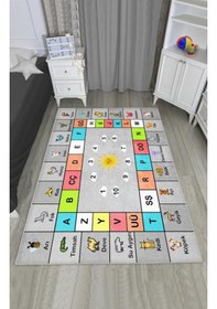 Resim Eğitici Harfler Hayvanlar Çocuk Odası Halısı Çok Renkli 