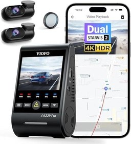 Resim Viofo A229 Pro 3 Kameralı Ön-İç-Arka 4K+2K+1080P HDR Sony Starvis 2 İle Uyumlu WiFi GPS Araç Kamerası 