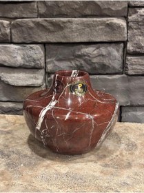 Resim Vişne Mermer Vazo - Çap 20cm Yükseklik 15cm Beyaz 