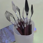 Resim 3 adet/5 adet/7 adet Kırmızı Ahşap Renk Boya Kazıyıcı Yağlı Boya Kazıyıcı Paslanmaz Çelik Boya Kazıyıcı 