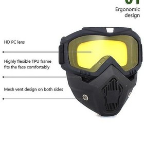 Resim Motosiklet Gözlük Maskesi Rüzgar Geçirmez Çıkarılabilir Bisiklet Kaskı Kayak Bisikleti İçingri 