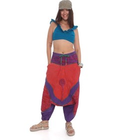 Resim Bohem Stil Hint Otantik Yıkamalı Taşlanmış Patchwork Unisex Şalvar Pantolon-9188 Mor 