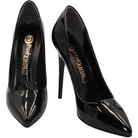 Resim Celira Siyah Rugan Topuklu 10 Cm Kadın Stiletto Ayakkabı Siyah 