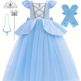 Resim Kızlar için Pullu File Fırfır Kollu Elmaslı Prenses Doğum Günü, Noel ve Cadılar Bayramı Karnaval Partisi Dans Eteği 