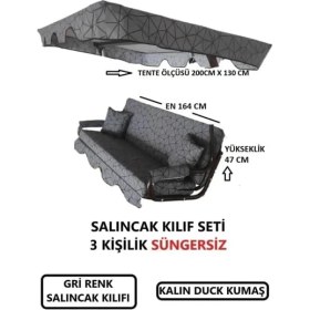 Resim Hype Store 3 Kişilik Salıncak Lüks Kılıf Seti Mindersiz Gri Örümcek Desen 164 * 47 cm 