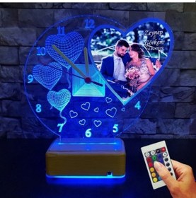 Resim Yıldönümü Hediyesi Saatli Resimli Gece Lambası Sevgiliye Hediye 