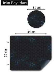 Resim STOREMAX Ezg Mause Pad ve Bardak Atlığı Takımı.3D Petek Desenli Mause Pad(fare) ve Bardak Altlığı Tak 