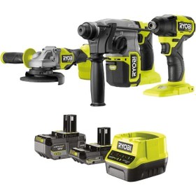 Resim Ryobi RCK183D-242S Akülü Kömürsüz 3'lü Set Vidalama + Kırıcı Delici + Taşlama - 1x4.0ah + 1x2.0ah 
