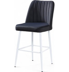 Resim Ada Sandalye - Babyface Antrasit - Metal Beyaz Ayak 