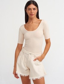Resim Dilvin Kısa Kollu Bodysuit Bej Melanj Bej 