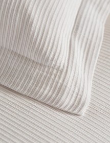 Resim Albury Organik Pamuklu Oxford Tekli Yastık Kılıfı - Krem / Süper King 50 × 90 cm 