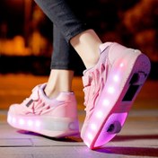 Resim Kızlar için LED Işıklı Paten Kaykay Spor Ayakkabıları - Şarj Edilebilir, Dayanıklı ve Şık Dış Mekan Sporları İçin, Pembe Günlük Sokak Giyimi Ayakkabıları Parlayan Tekerleklerle, Koşu, Kaykay ve Gece Eğlencesi İçin Mükemmel 