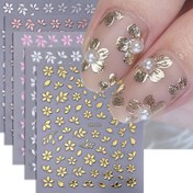 Resim 5 Yaprak Çiçekli Tırnak Sanatı Stickerları, Pembe Gül Altın Beyaz Gümüş Altın Çiçek Yaprağı Desenli Kendinden Yapışkanlı Tırnak Süsleri, İlkbahar Yaz DIY Tırnak Dekorasyonları, Kadınlar için Tırnak Sanat Malzemeleri 