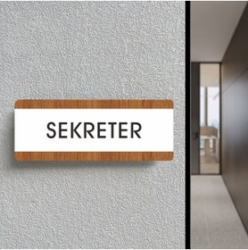Resim zafrakreklam SEKRETER Ofis Departman Kapı İsimliği, Yönlendirme levhası 26X10Cm BEYAZ-CEVİZ 