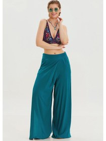 Resim Los Banditos Fermuar Detaylı Cepli Kadın Yüksek Bel Pantolon Petrol 